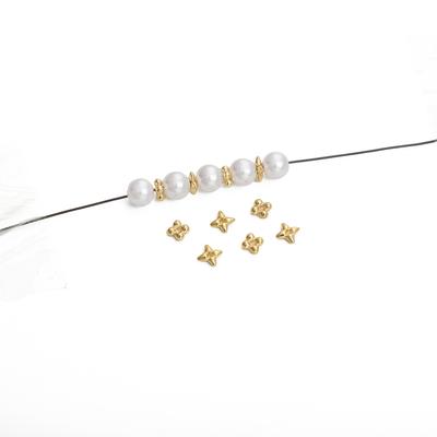 10Pcs Copper Medium Hole Square Flower Partition Beads For DIY Jewelry Making Craft Accessories