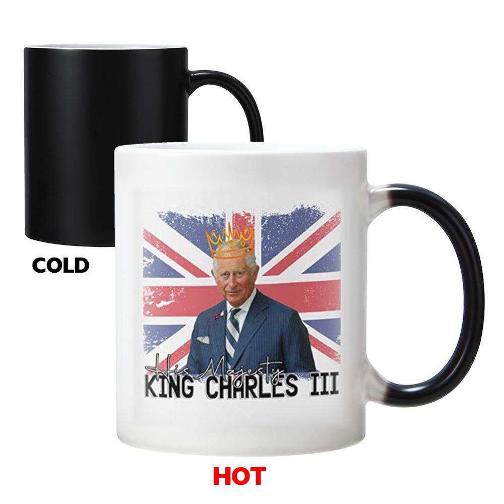 

King Charles Iii Temperature-Sensitive Color-Changing Cup Ceramic Coffee Mug Foreign Trade New Tea 301-400ml