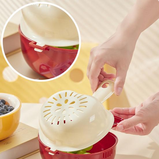 Cesta Escurridora Doble Capa con Estructura de Diseño de Bloqueo Colador Drenaje Fácil Compacto Colador de Frutas para Arándanos Uvas Tomates Cherry