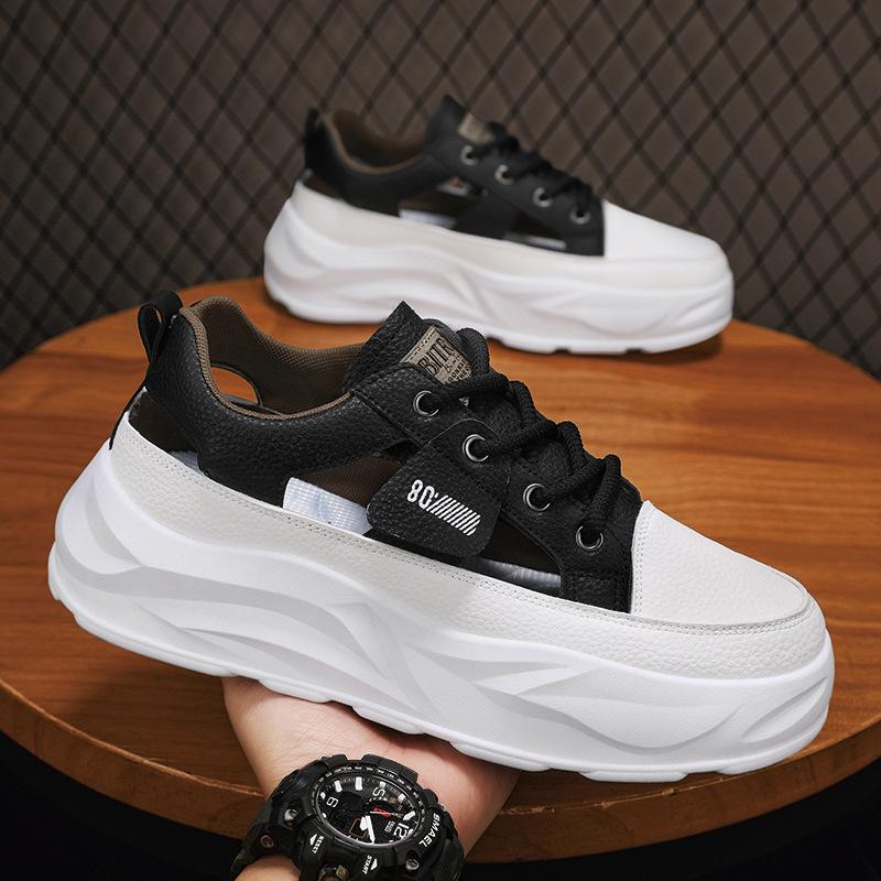 Shoes spring new student campus youth style leather surface casual shoes thick sole heightening sports super shoes 39
