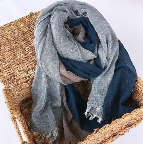 NEW Unisex Men's Scarf  High Quality Plaid Striped Tassel Shawls And Wrap Bufandas Cotton Wrinkled Men Scarves 100X190CM