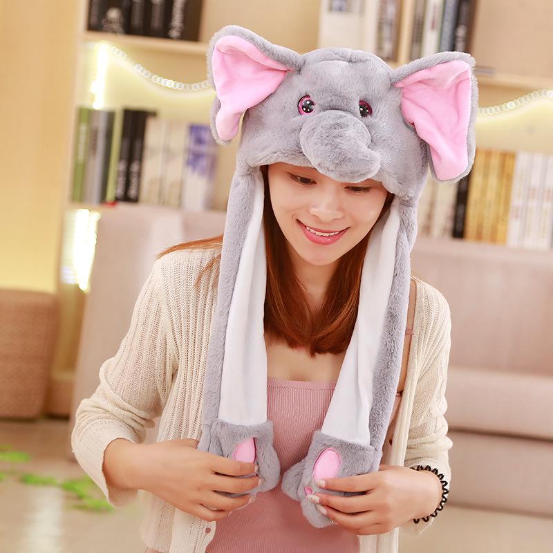 Festival Party Dress Plush Rabbit Hats Glowing Pikachu Ears Adult Children Funny Cute Stitch Moving Ears Cap Polyester