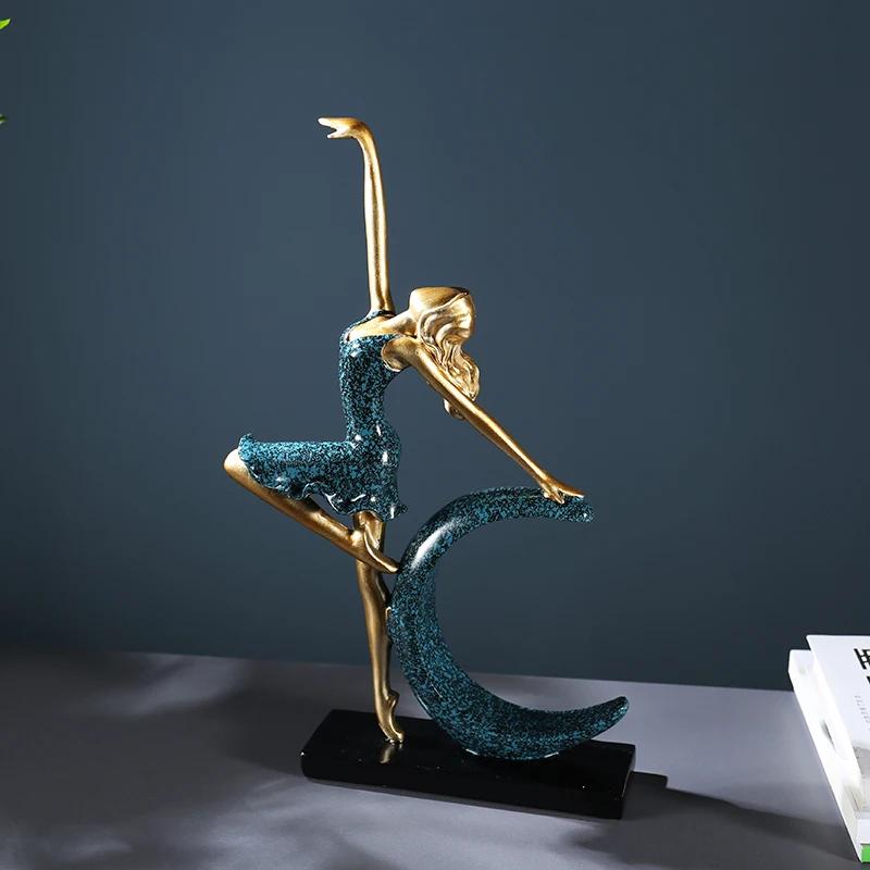 Moon Girl Figure Ballet Dancer Statue Living Room TV Cabinet Decoration Ornaments Birthday Gifts Artware Home Decor Figurines