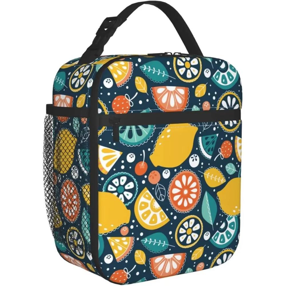 Colorful Fresh Fruits Summer Totes Lunch Bag Portable Insulated Lunch Box Back To School Picnic Office Travel