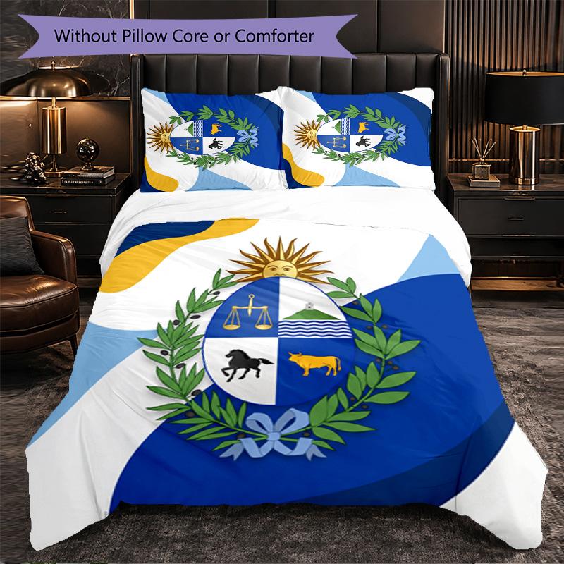Uruguay Football Pattern 3 Pieces Bedding Set Soft Microfiber Duvet Cover with Pillow Cases for Bedroom