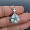 White Gold Green Diamond Five-petaled Flower Green Necklace Female Retro Korean Micro-inlaid Zircon Collarbone Chain Jewelry