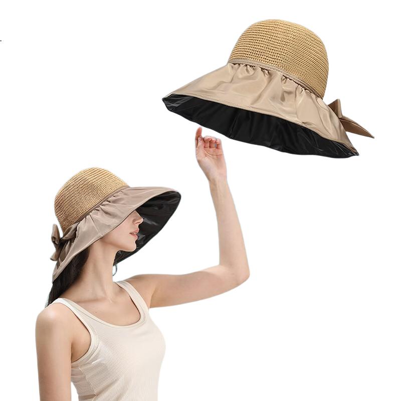 YUYULA Black Vinyl Sunscreen Hat Women Summer Outdoor UV Protection Sun Hat Fashionable Breathable Bucket Hat Beach Hat