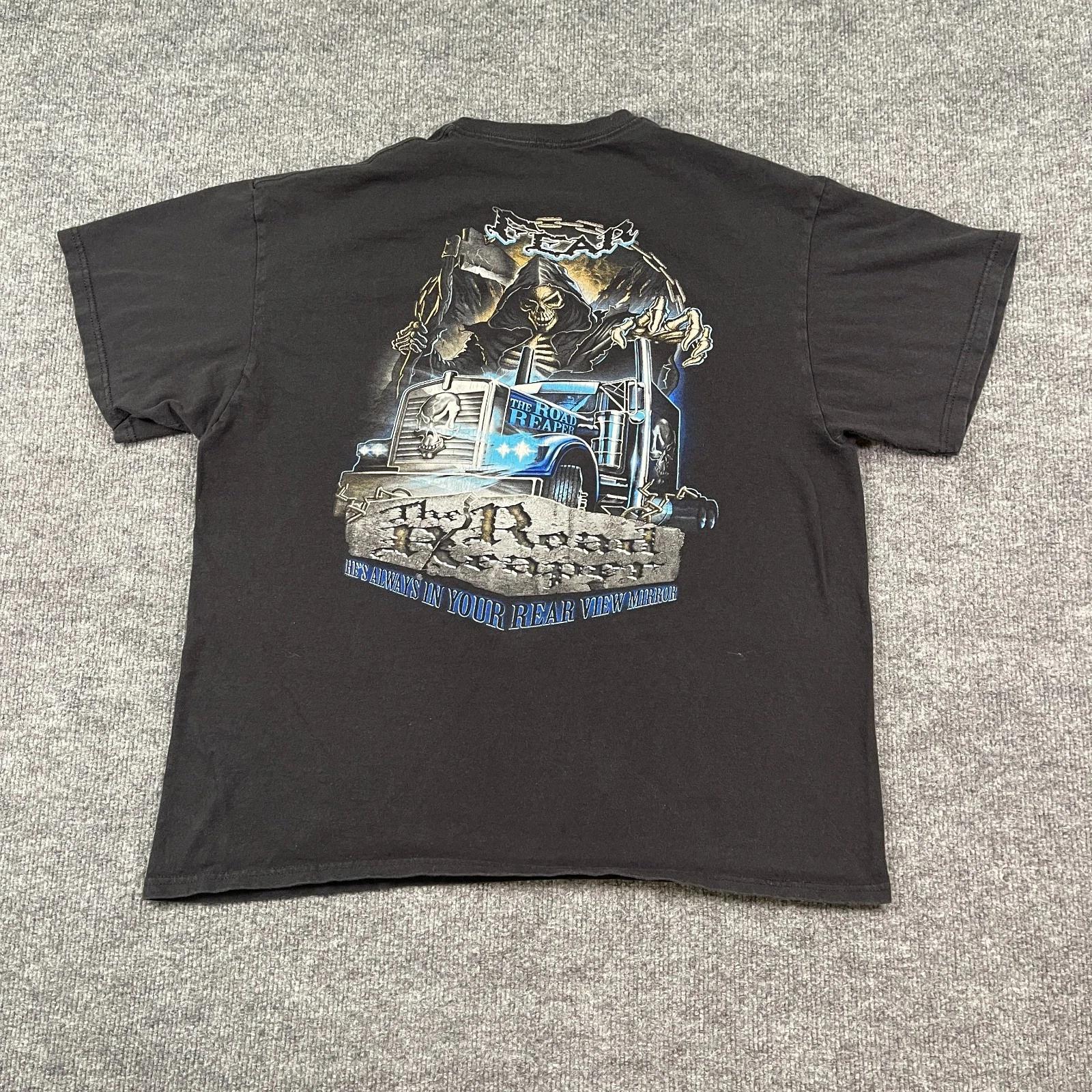

Vintage The Road Reaper Truck Trucker Shirt XL 23x25 Black 3XL