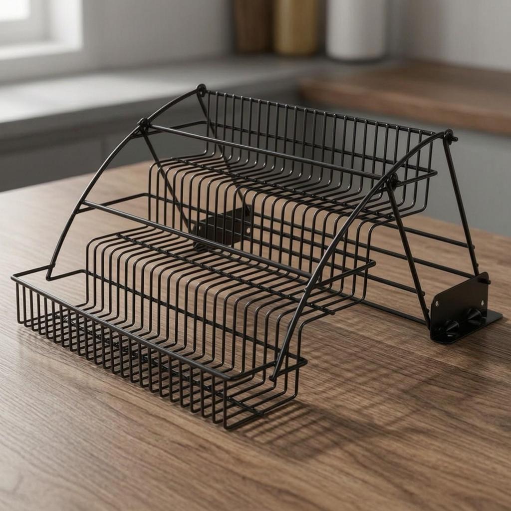 Three-Tier Kitchen Seasoning Rack Black Organizer Space-Saving
