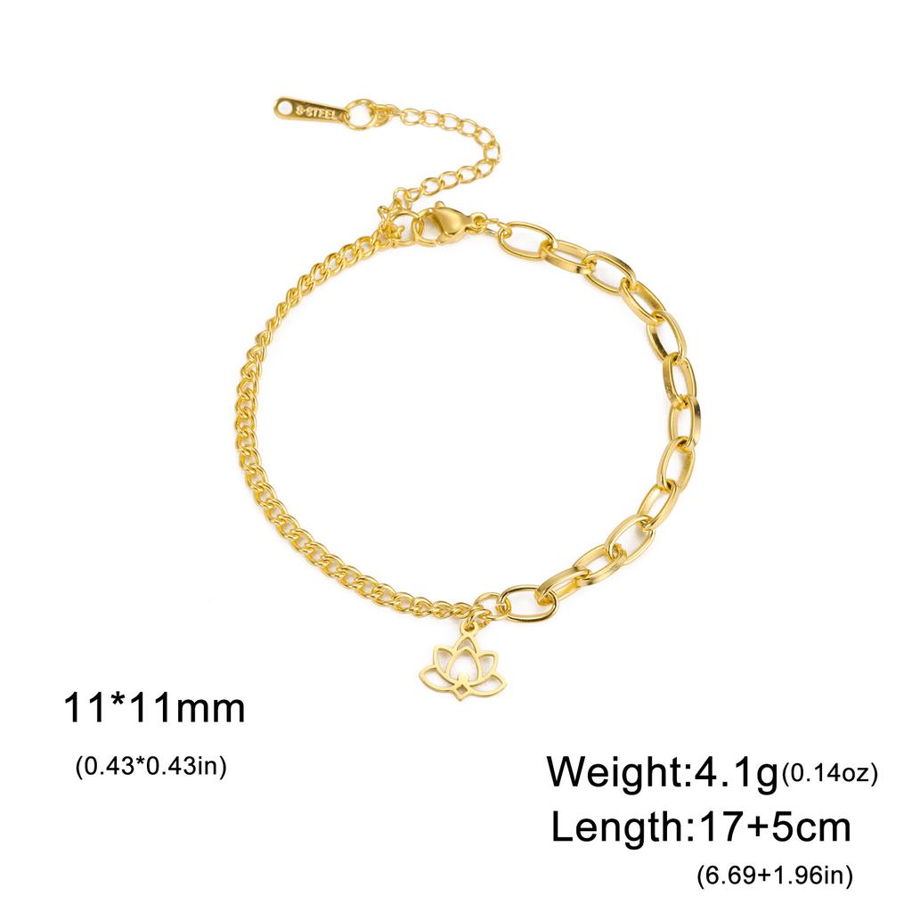 Hollow Lotus Pendant Bracelet in Titanium Steel Retro Minimalist Women's Jewelry Fashion Accessory