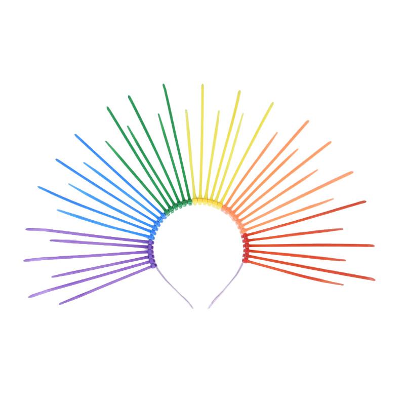 

1 шт. Обруч для волос Модная повязка для волос Преувеличенный Солнце Радуга Разноцветный Головной убор Креативный Нимб Богини A