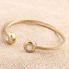 18K Gold Symmetrical Open Round Inlaid Diamond Bracelet Wristband, 10MM Cable Line.