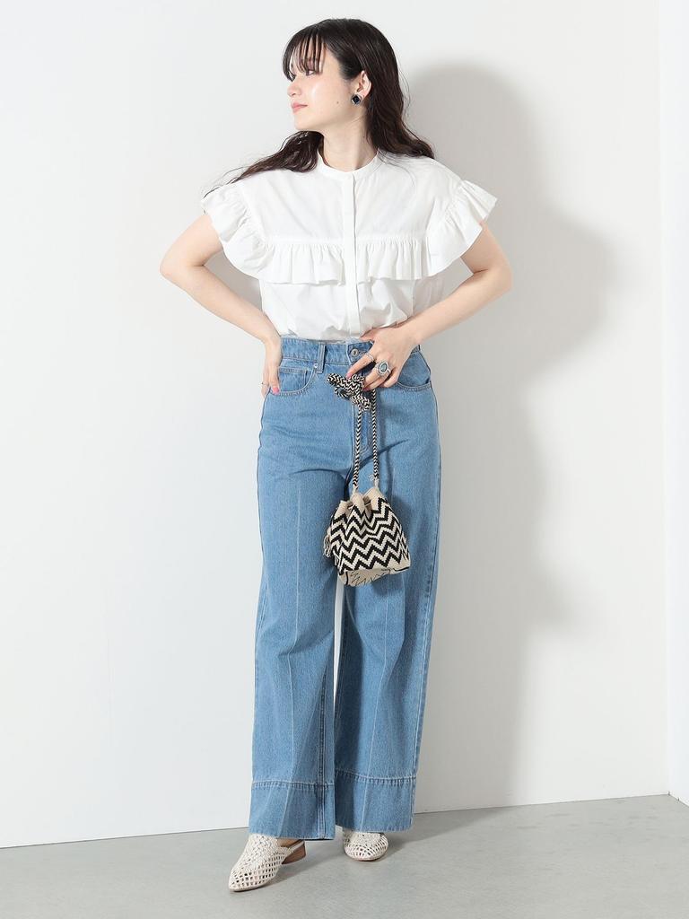 Beams Heart Band Frill FREE Women's S/S Shirt, Collar, Blouse, OFF_WHT