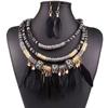 Metal Ethnic Necklace Multilayer Jewelry Sets Vintage Feather Choker  Women
