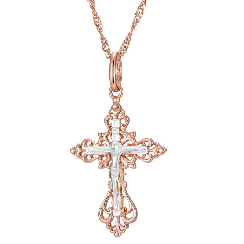 Neue Orthodoxe Kirche Kreuz Anhänger Halskette Für Frauen Männer Roségold Farbmix Charme Täglich Fein Ethnisch Schmuck white