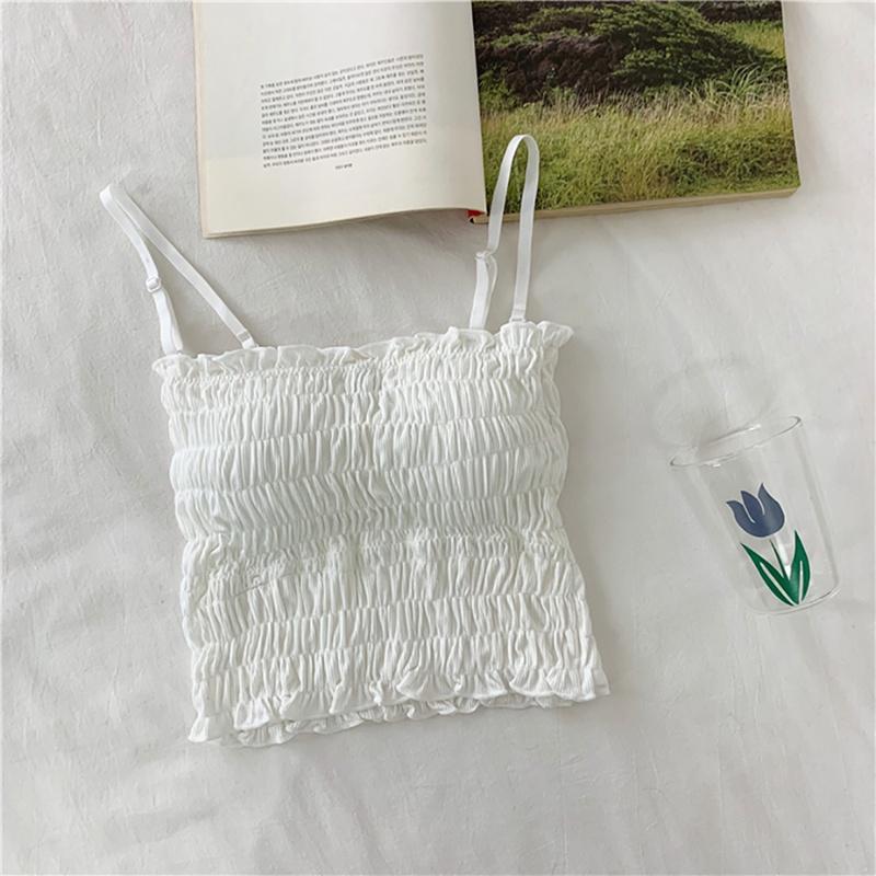 

Топ без бретелек, складной низ, плиссированная бретелька, женский черный, с хлопчатобумажной нитью, обернутая грудь, милая внутри, плиссированная верхняя одежда One Size