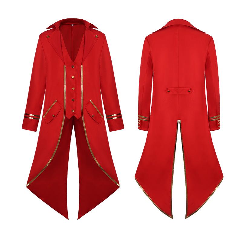 2022 Medieval Gold Trim Swallowtail Coat Halloween Costume