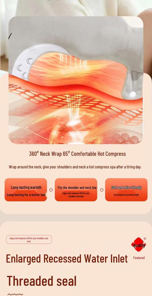 Zhuo Chen U-shaped Shoulder & Neck Hot Water Bag - Thickened, Explosion-proof, Warm Compress for Cervical Physiotherapy