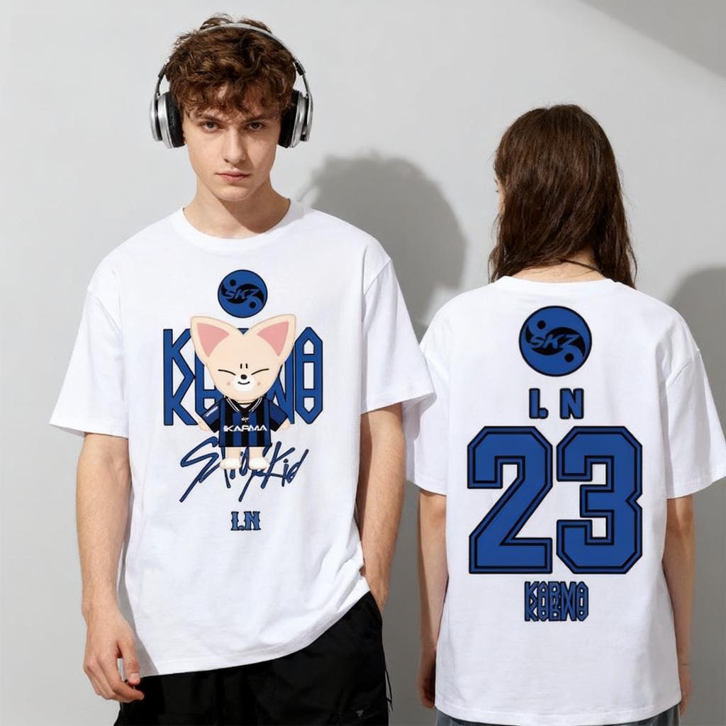 Summer KPOP KARMA HYUNJIN Cartoon Men's T-shirt Short Sleeve O-neck Casual Tshirts Clothes Women Fashion Clothing Daily Tees Top
