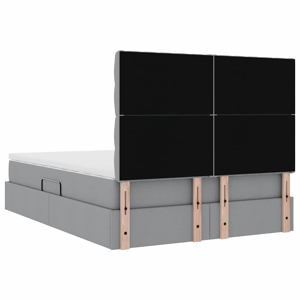 Storage Bed with Mattress Light Grey 140 x 190 cm Polyester