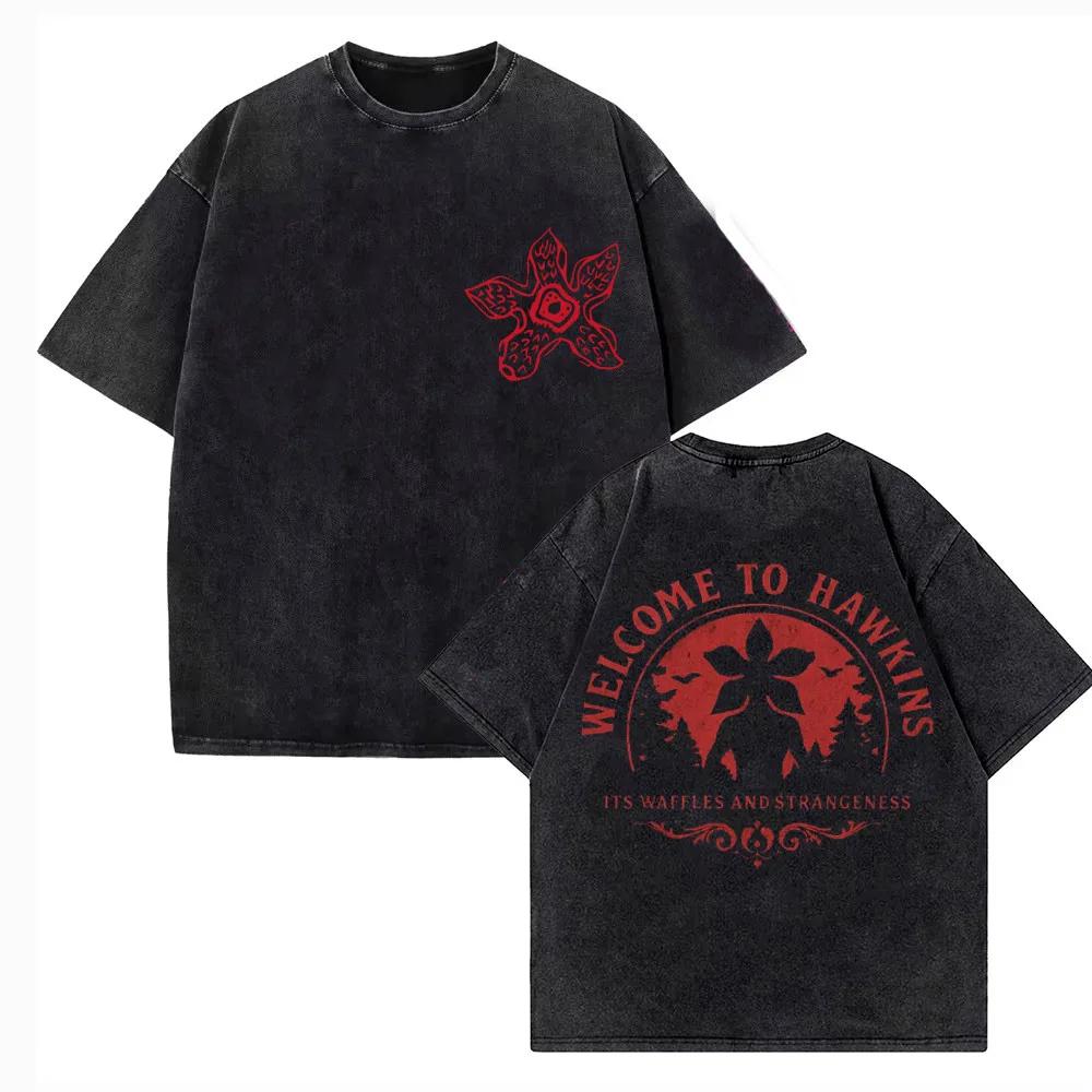 T-shirt Grafica Lavata Vintage Il Demogorgone Mostro Fiore Cannibale Uomo Donna T-shirt Casual Eddie Munson