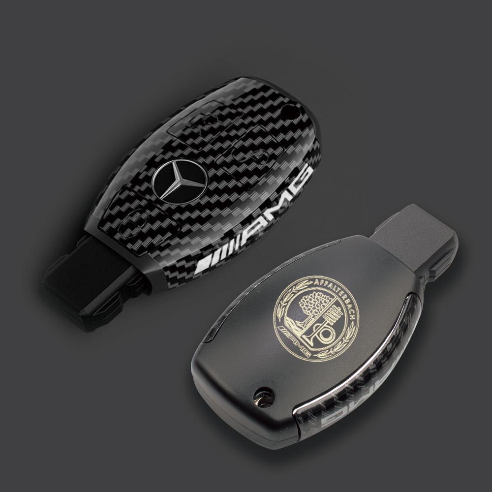 PC Carbon Fiber Car Key Rings For Mercedes Benz AMG A B C E Class GLS GLA GLC CLS CLA W204 W212 W176 Car Key Case Cover Keychain