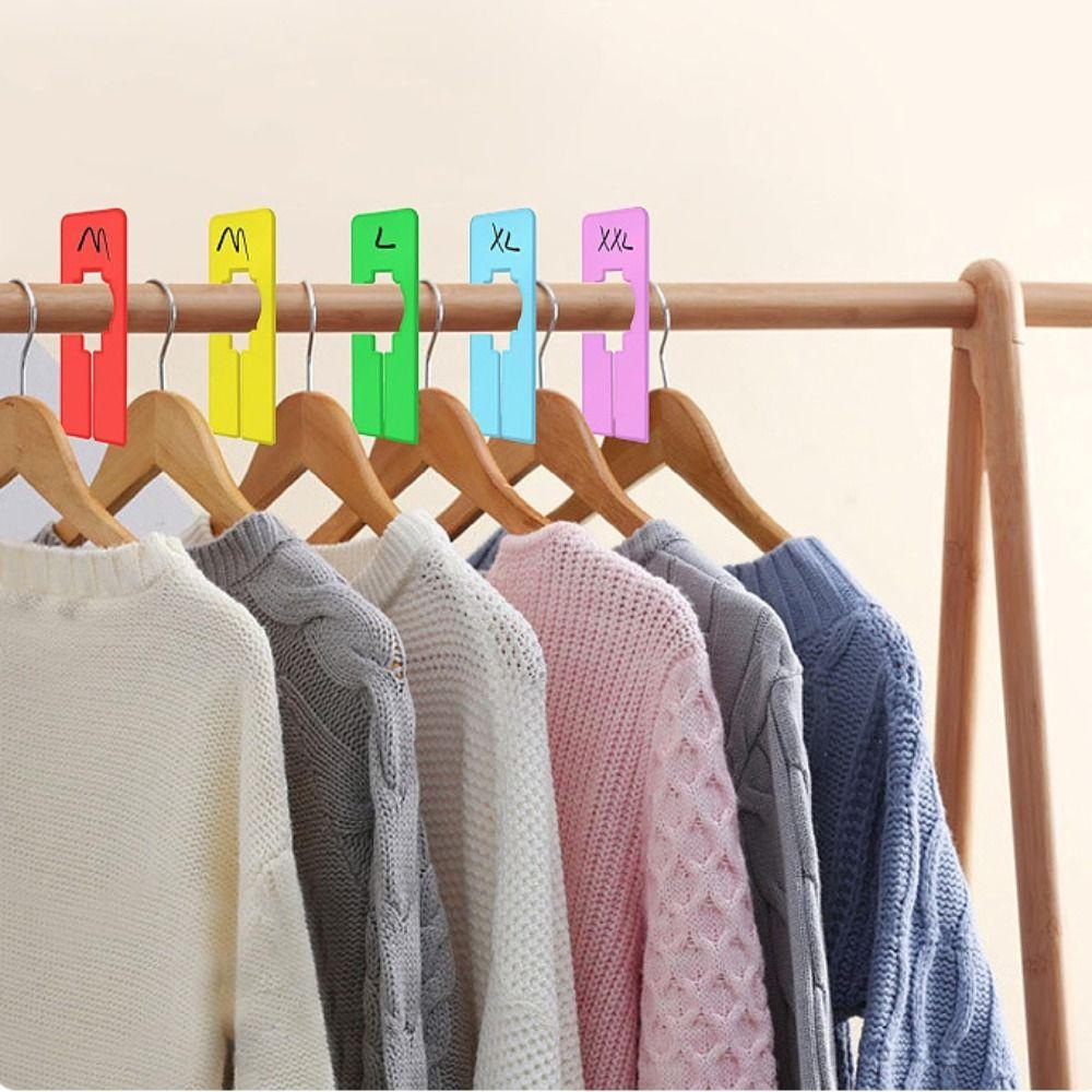 8Pcs Plastic Clothes Size Dividers Round Rectangular XS-XXL Size Marking Ring Multifunctional DIY Craft Clothing Rack Size