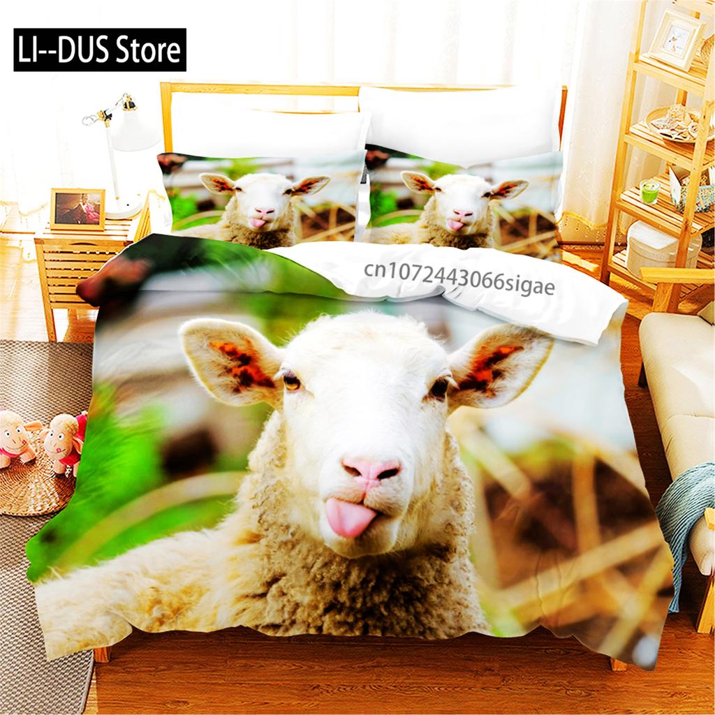 3D Printed Sheep Duvet Cover With Pillow Cover Bedding Set Single Double Twin Full Queen King Size Animal Bed Set Bedroom Decor