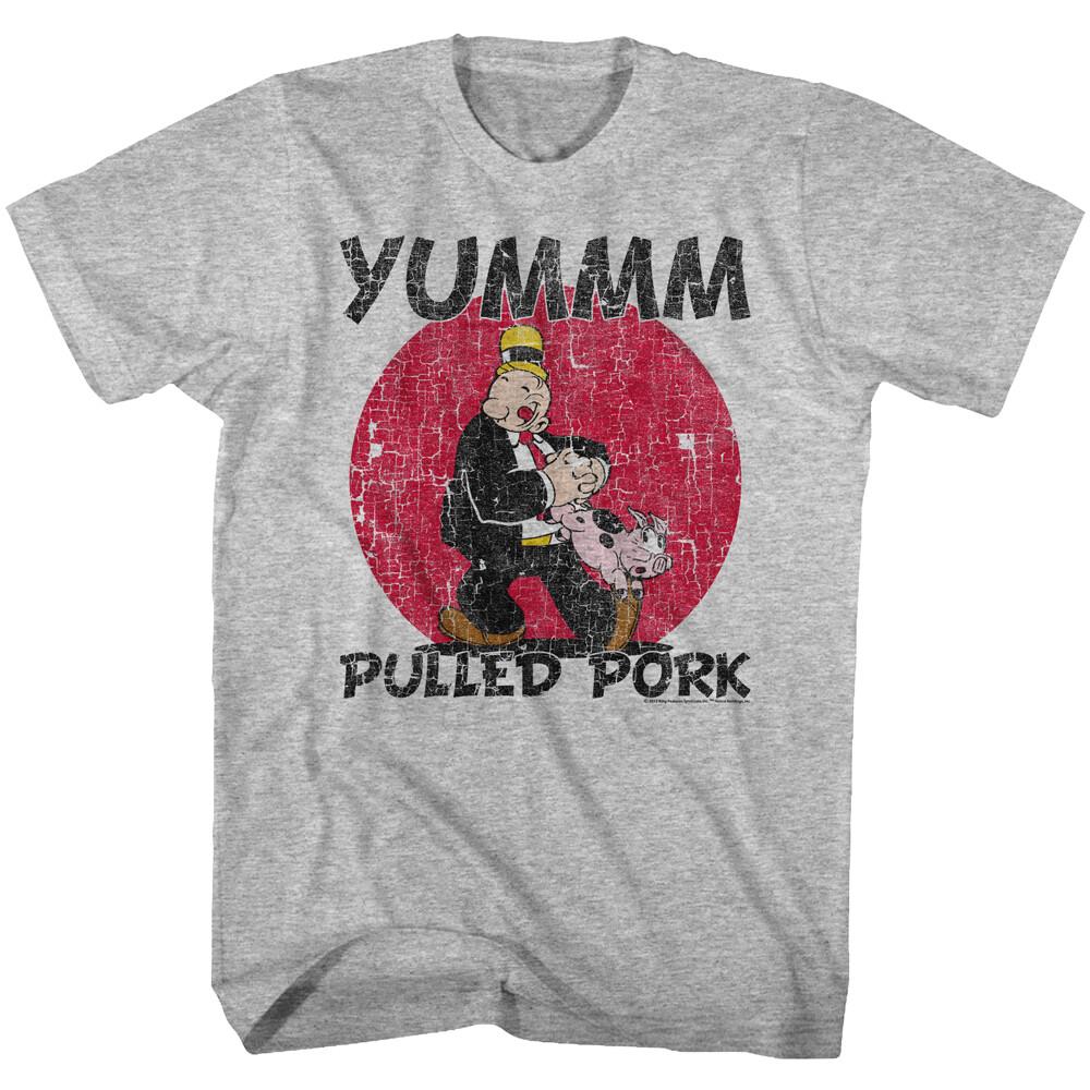 Popeye The Sailor Man Classic Cartoon Wimpy Yummm Pulled Pork Men s T Shirt  Unisex T-Shirt XXXL