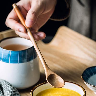 4Pcs Tea Coffee Spoons Long Wooden Spoon Teaspoon Drink Coffee Stirrer Mixing Spoon Small Honey Dessert Tea Spoon Wood Tableware