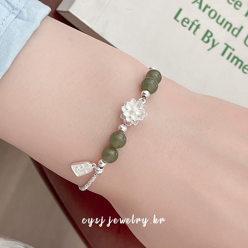 Cuiyan Jewelry S925 Silver Korean Lotus Bracelet, Joyful Light Luxury Hand Jewelry for Women - New Niche Chinese Style.