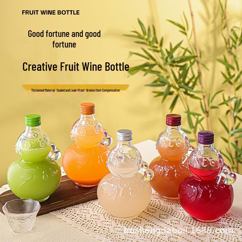 

High-Value Blessings & Wealth 500ml Transparent Thick Glass Fruit Wine Bottle Silver Cap (30 pcs per box); Transparent