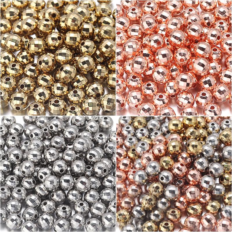 20-200pcs 4/6/8/10/12/14mm CCB Faceted Beads Round Loose Spacer Ball Beads For DIY Jewelry Making Bracelets Necklace Accessories