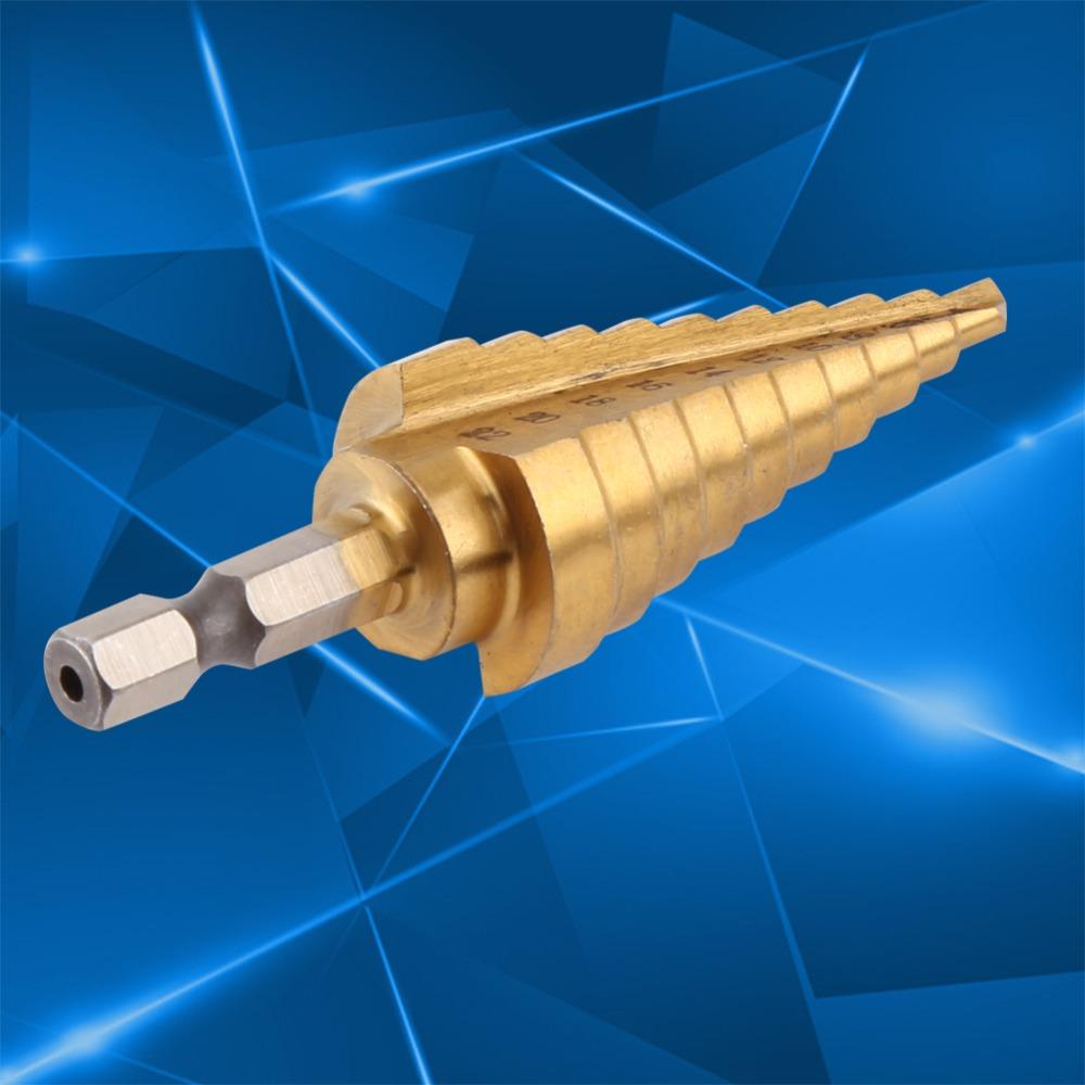 Titanium Coated Hole Cutter Hex Shank Power Tools Durable Step Drill Bit  Metal