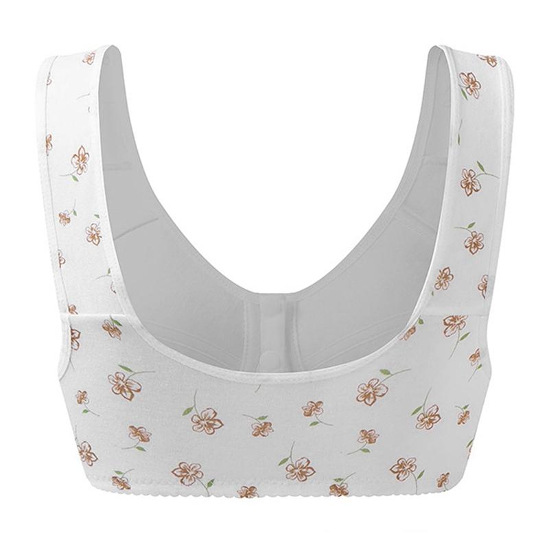 Middle Aged Elderly Mothers' Plus Size Underwear Thin Design Front Opening Gathering of Accessory Breasts No Steel Ring Vest Style Sleep Bra
