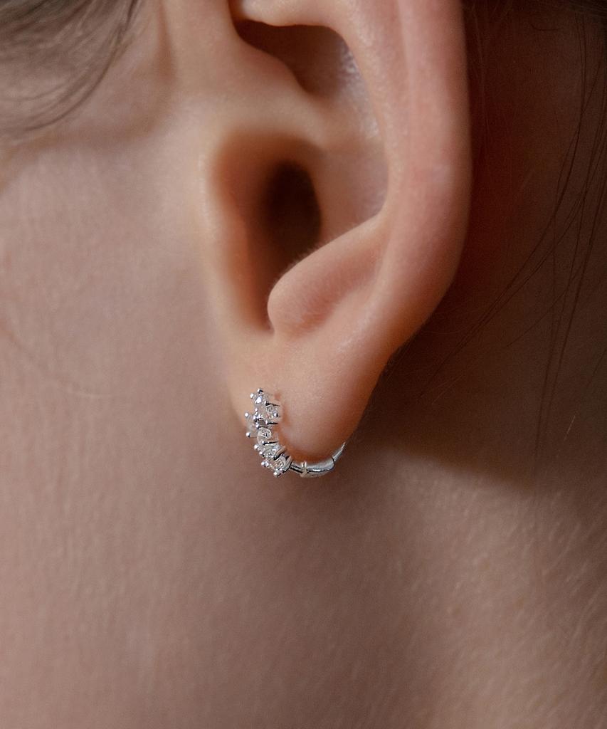 Tatiana (Silver 925) Cross Cubic Hoop Earrings Ec3291