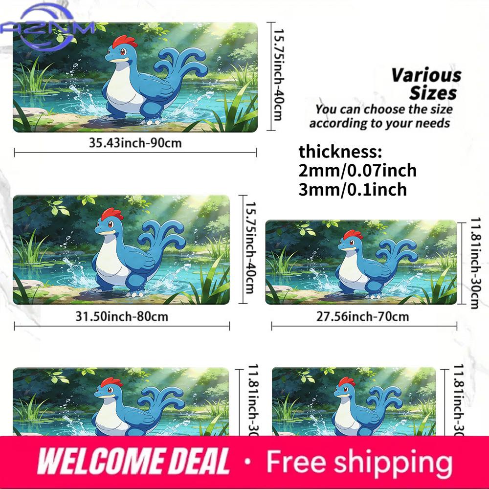 Blue WaterType Pokemon Gaming Desk Mat NonSlip Washable Mouse Pad 30x80x0.2cm