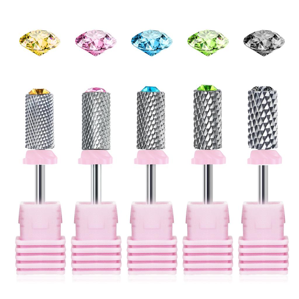 Carbide Nail Drill Bits Barrel Milling Cutter for Manicure Rhinestone Decor Grinding Head Rotary Electric Nail Files Accessory