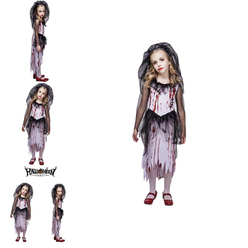 Kid Ghost Bloody Bride Cosplay Costume For Halloween Party Prop