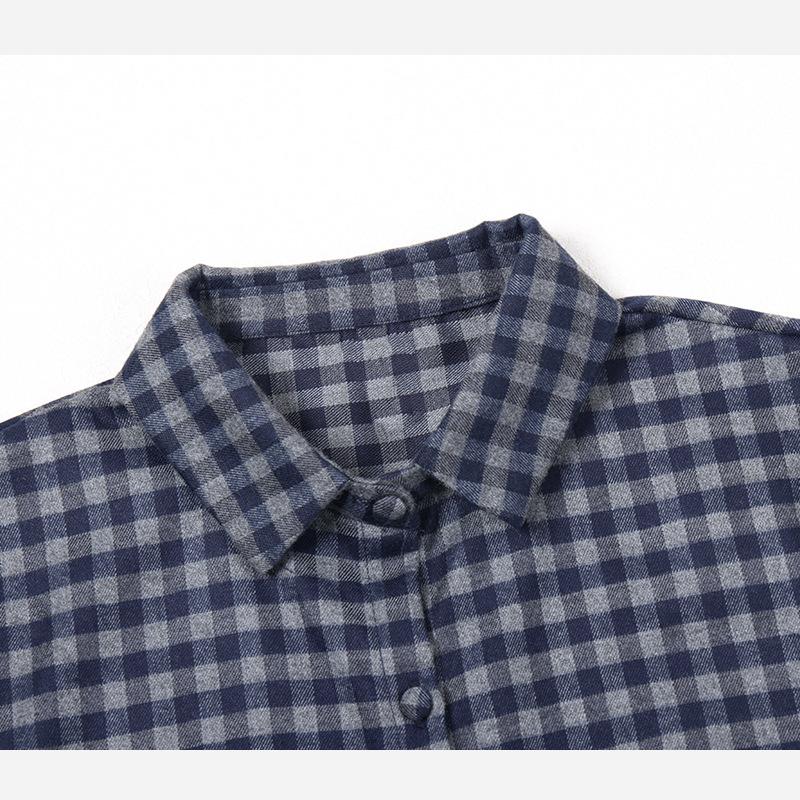 Autumn/Winter Women's Plaid Yarn-Dyed Cotton Button-Up Shirt, Long Sleeve, Hong Kong Style, Versatile Base Layer Outerwear (WFSY51573)