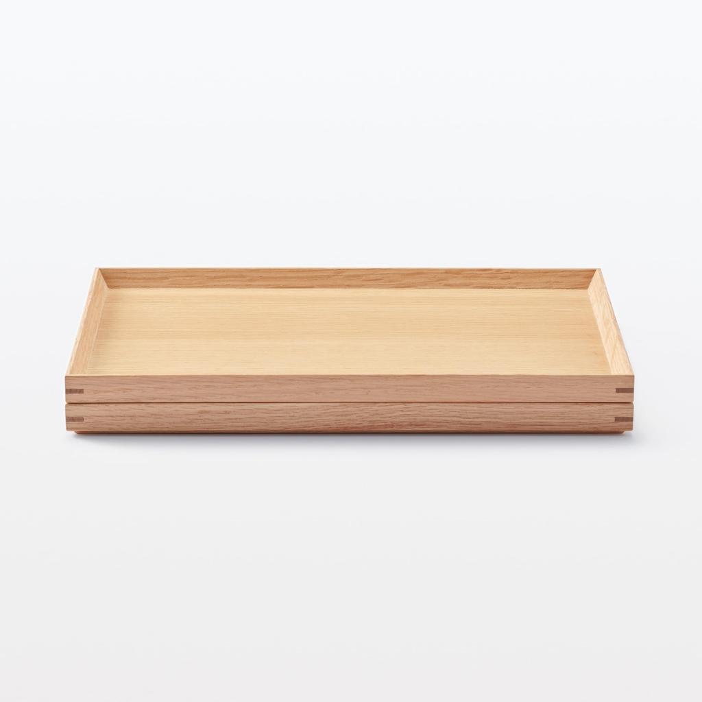 MUJI Wooden Square 35cm Wide X 26cm Deep X 2cm MDC80A2S Tray, Natural, Approx. High,