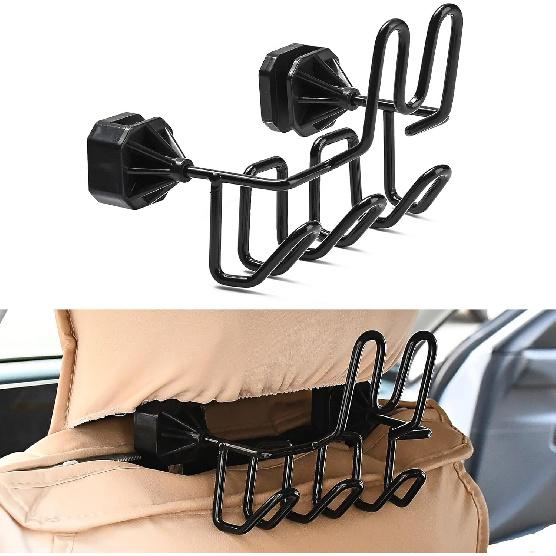 

JSCARLIFE Truck Hard Hat Holder - 3 Hook Car Holder Organizer for Safety Helmet/Caps/Jacket/Tool Bag, Stainless Steel Headrest Mount