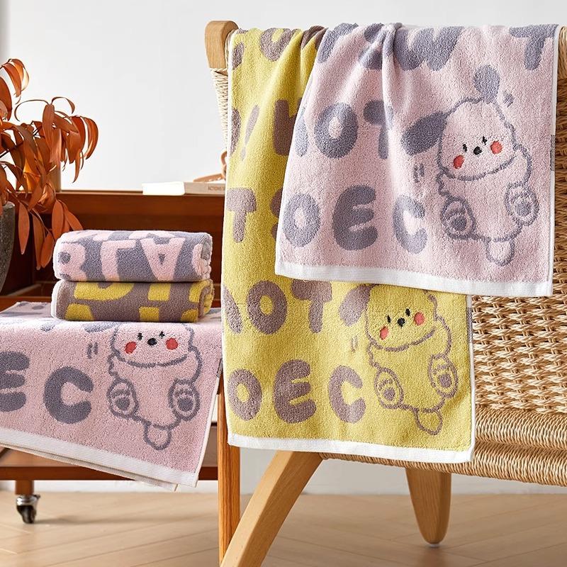 34 X 74cm Cute Cotton Hand Towels Pack of 2, Cartoon Animal Soft Towel for Women Girls, 100% Cotton Cherry Decorative Towels for Bathroom