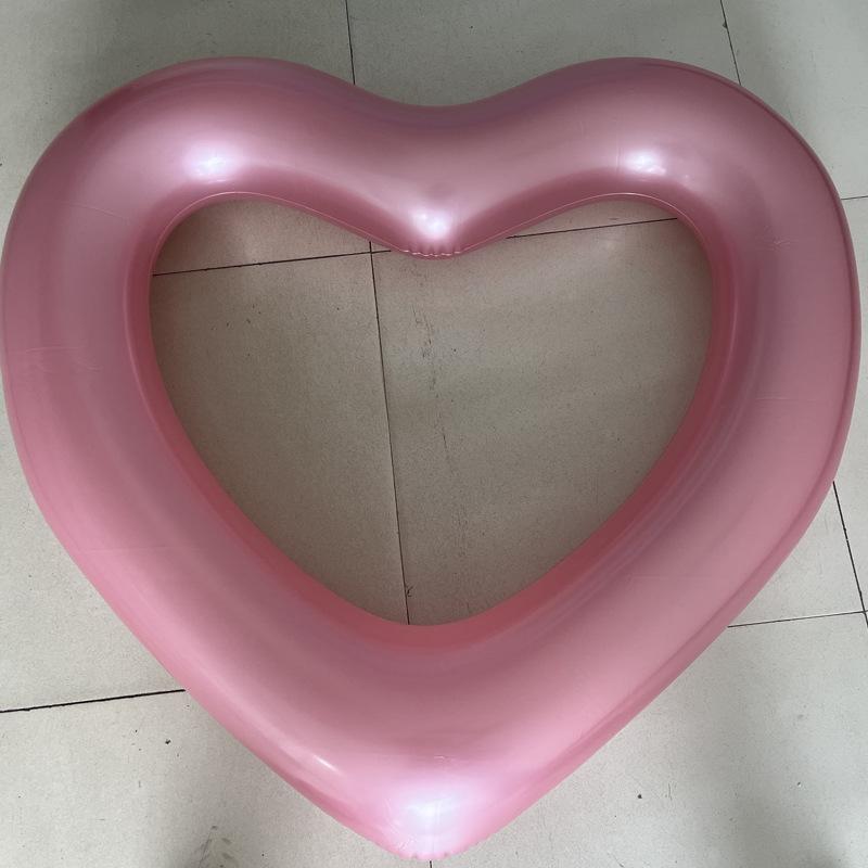 Thick Transparent Glitter Heart-Shaped Inflatable Pool Float for Adults