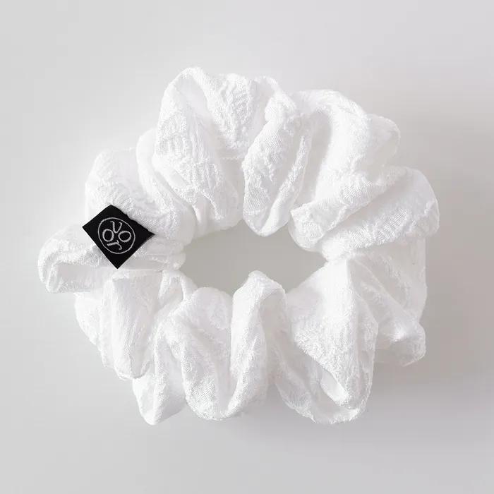 Flower Jacquard Scrunchie_Medium_White