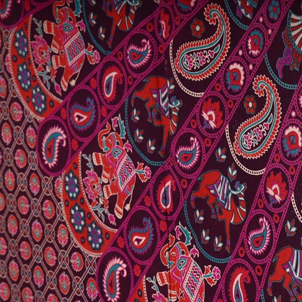 BLESS INTERNATIONAL Beautiful Indian Bohemian Psychedelic Hippie Tree of Life Window Curtain Panels for Bedroom, Living, Balcony (Purple Peacock)