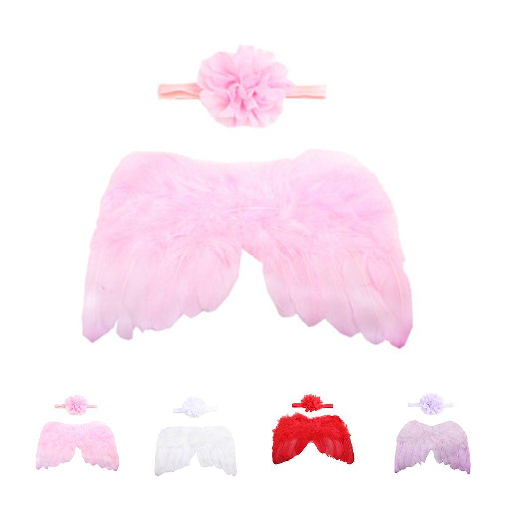 Baby Solid Color Angle Wing Headband Photograph Prop Suit Infant Clothes