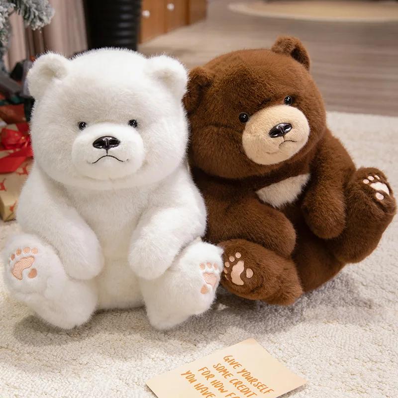 Fluffy Chubby Brown / White Bear Plush Doll Stuffed Cartoon Bear Toys For Children Nice Birthday Gift For Friends Sleep Mate