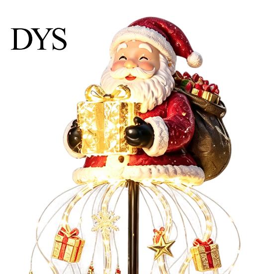 Weihnachtsmann Gartendekoration mit Lichtern, Solar-Weihnachts-Gartenlicht, LED mit Geschenkbox-Stab, Feiertags-Rasen-Stäbe für Kaskaden-Lichterkette Außen
