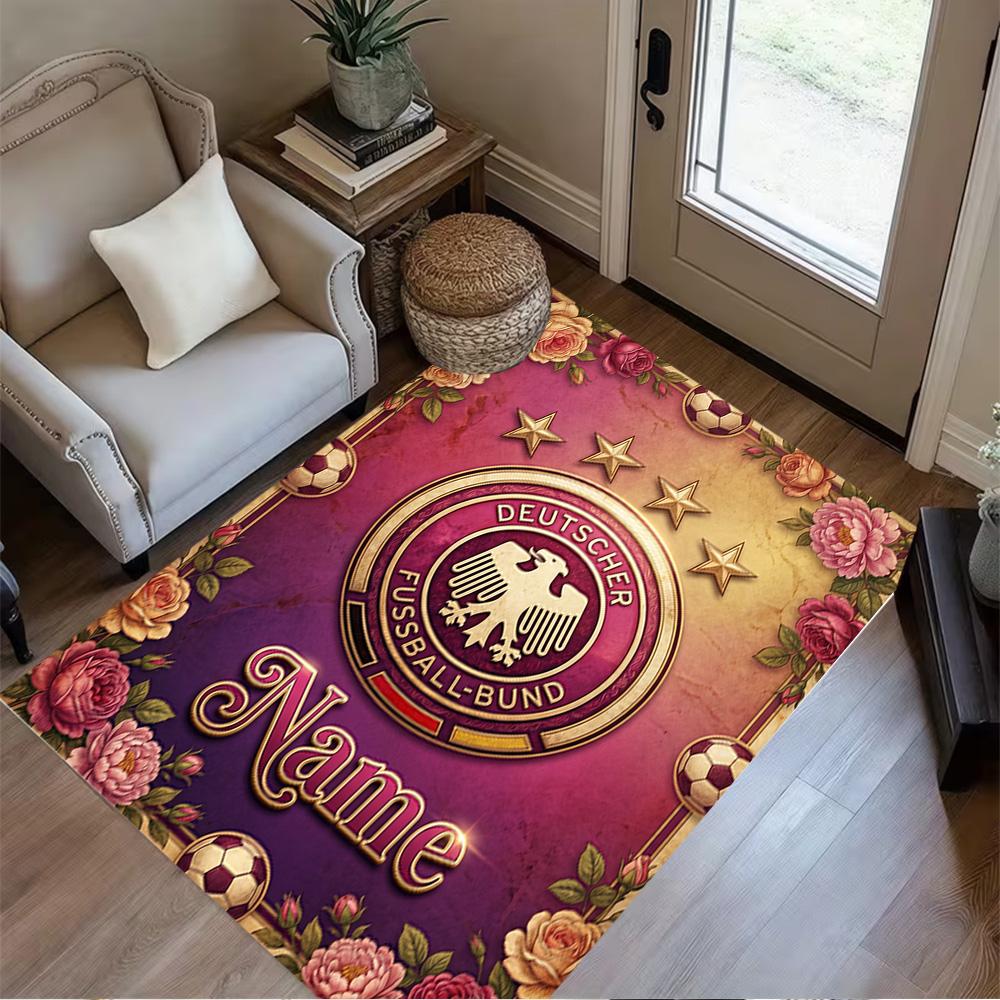Germany Football Badge Carpet Perfect for Outdoor Entryway Study room Kitchen Anti-slip Rug Anime Office Decor Perfect Gift for Friends & Family